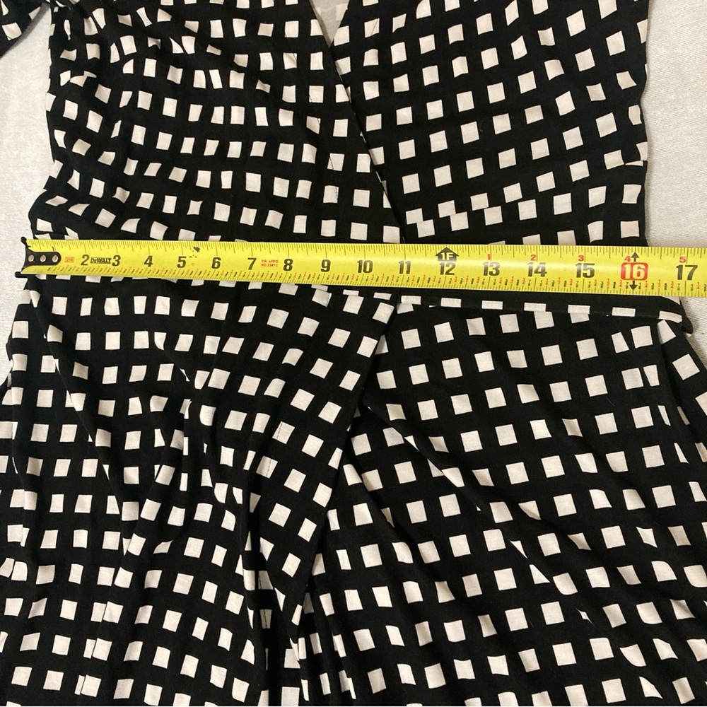 Ann Taylor Polka Square Plaid True Wrap Stretch Dress 10 Black/White Short Sleev - Picture 13 of 16